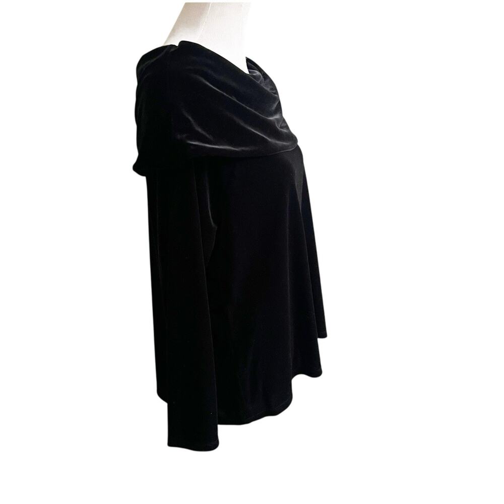 Talbots Off The Shoulder Black Velvet Pullover Blouse XL Petite Holiday Goth - Picture 3 of 11